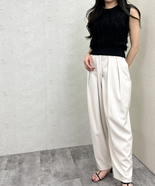 Per sist ence(パーシエンス)の「フリンジニットノースリーブトップス(Tシャツ/カットソー・レディース・アイボリー/ブラック/ブラウン/ベージュ系/グリーン・ONE SIZE)」の15枚目の写真