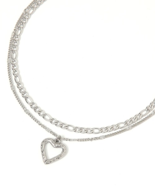 Heather（ヘザー）の「ステンレスハートモチーフネックレス　493531（ネックレス・レディース・シルバー・ONE SIZE）」の2枚目の写真
