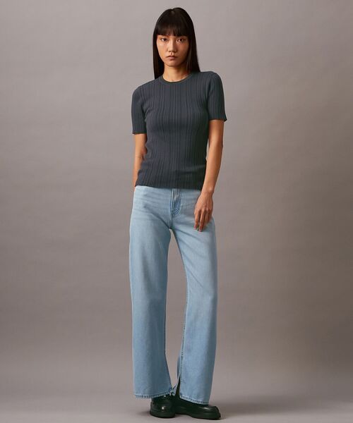Calvin Klein(カルバン・クライン)の「コットンリブ ショートスリーブ プルオーバー(ニット/セーター・レディース・オフホワイト/ブラック系その他・XS/S/XXS)」の14枚目の写真