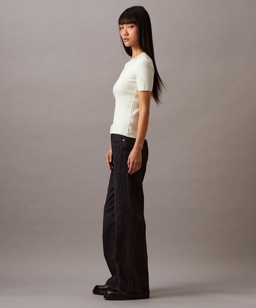 Calvin Klein(カルバン・クライン)の「コットンリブ ショートスリーブ プルオーバー(ニット/セーター・レディース・オフホワイト/ブラック系その他・XS/S/XXS)」の10枚目の写真