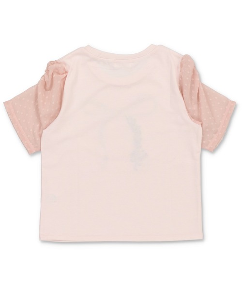 『2年保証』 セール】パフスリーブ半袖Tシャツ/袖シースルー/リボン（Tシャツ トップス