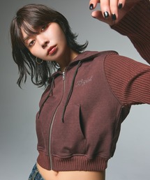 X-girl | SWEAT AND KNIT ZIP UP HOODIE(パーカー)