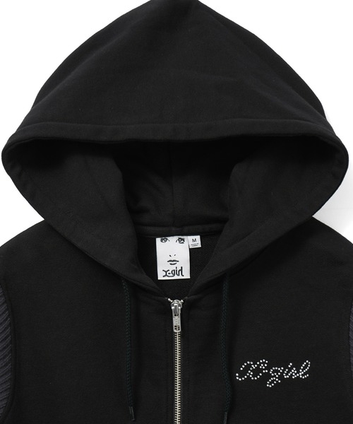 SWEAT AND KNIT ZIP UP HOODIE（パーカー）｜X-girl（エックスガール