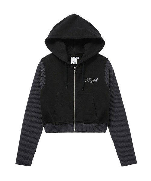 SWEAT AND KNIT ZIP UP HOODIE（パーカー）｜X-girl（エックスガール
