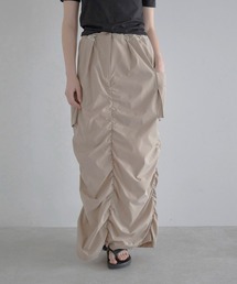 【MINERTE】【撥水・接触冷感・UVカット】drawstring gathered cargo skirt / ドロストギャザーカーゴスカート