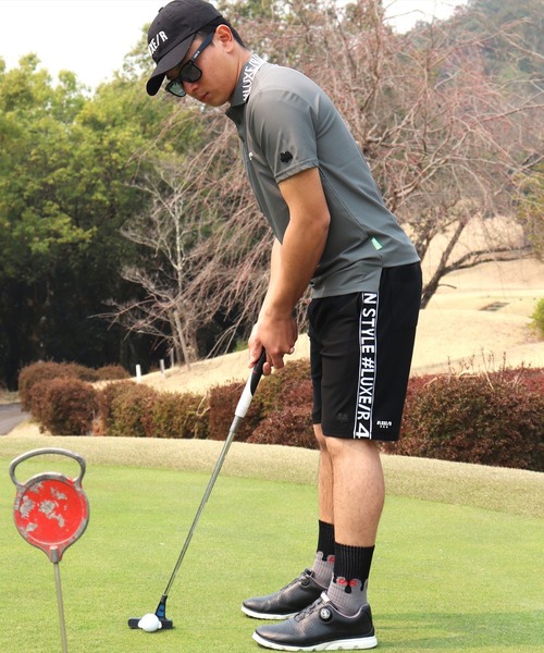 LUXE/R GOLF(ラグジュ ゴルフ)の「(RM)【LUXE/R GOLF】COOL & DRY ストレッチ スムース ロゴ ジャガード ポロシャツ(ポロシャツ・メンズ・オフホワイト/チャコールグレー/ネイビー・M/L/XL)」の8枚目の写真