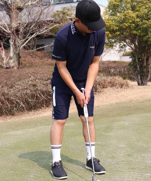 LUXE/R GOLF(ラグジュ ゴルフ)の「(RM)【LUXE/R GOLF】COOL & DRY ストレッチ スムース ロゴ ジャガード ポロシャツ(ポロシャツ・メンズ・オフホワイト/チャコールグレー/ネイビー・M/L/XL)」の14枚目の写真
