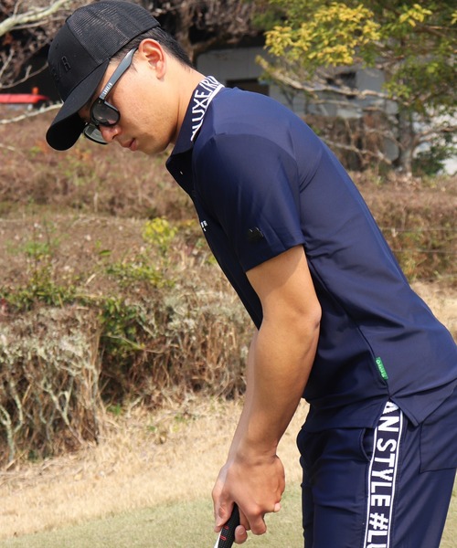 LUXE/R GOLF(ラグジュ ゴルフ)の「(RM)【LUXE/R GOLF】COOL & DRY ストレッチ スムース ロゴ ジャガード ポロシャツ(ポロシャツ・メンズ・オフホワイト/チャコールグレー/ネイビー・M/L/XL)」の15枚目の写真