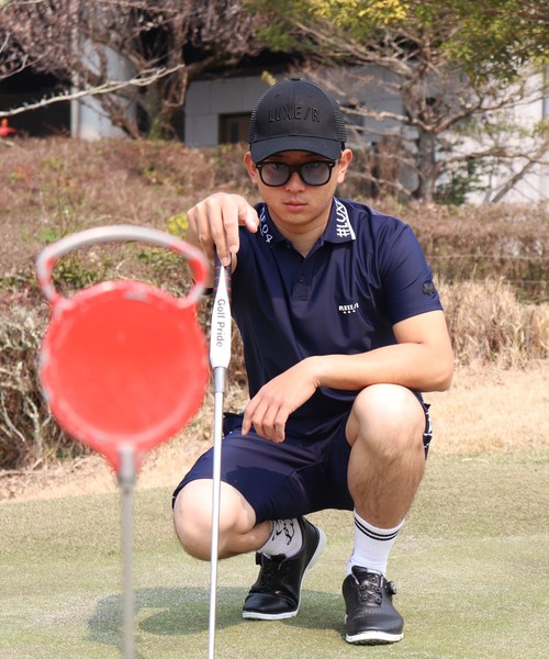 LUXE/R GOLF(ラグジュ ゴルフ)の「(RM)【LUXE/R GOLF】COOL & DRY ストレッチ スムース ロゴ ジャガード ポロシャツ(ポロシャツ・メンズ・オフホワイト/チャコールグレー/ネイビー・M/L/XL)」の13枚目の写真