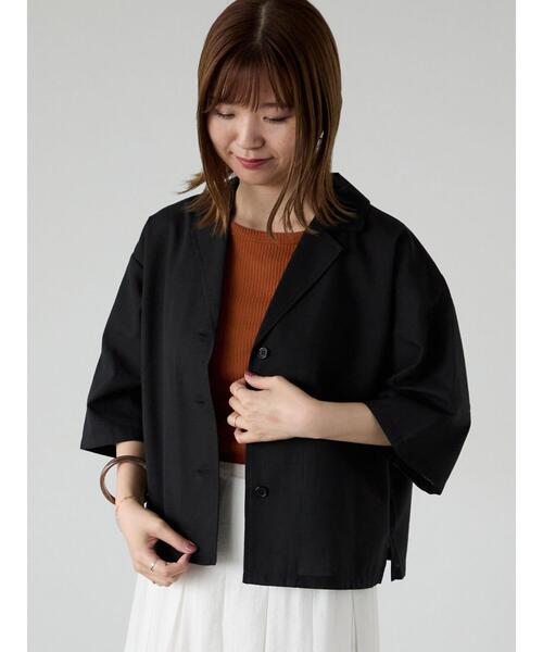 ラッフルスリーブリブカフスノーカラーシャツ　セルフォード　ルシェルブルー　好きに セール】前後2WAYスカラップレースブラウス（シャツ/ブラウス