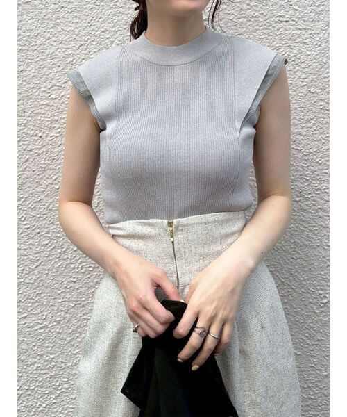 LAGUNAMOON（ラグナムーン）の「【追加生産/新色追加】カバースリーブシアーニットプルオーバー（ニット/セーター・レディース・ブラック/グレー/ホワイト/グリーン/ピンク・FREE）」の6枚目の写真