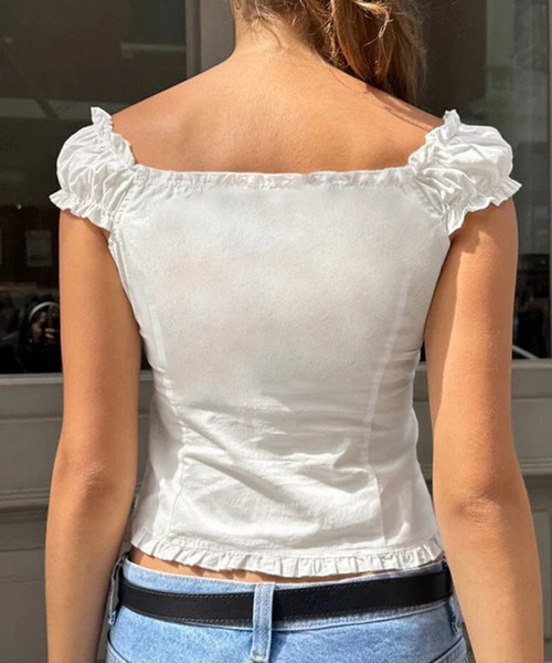 HALEY PESCA（ヘーリーペスカ）の「HALEY PESCA/2way　オフショルダー フリルブラウス（シャツ/ブラウス・レディース・ホワイト/ストライプ・MEDIUM/SMALL）」の5枚目の写真