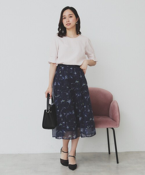 セール】シアーフラワーフレアスカート【洗濯機洗い可】（スカート