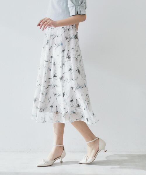 index（インデックス）の「シアーフラワーフレアスカート【洗濯機洗い可】（スカート・レディース・アイボリー系/グリーン系1/ネイビー系・40/38/42/36）」の17枚目の写真