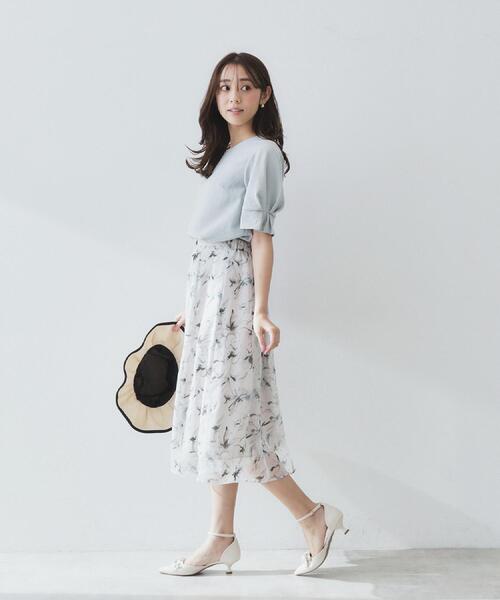 index（インデックス）の「シアーフラワーフレアスカート【洗濯機洗い可】（スカート・レディース・アイボリー系/グリーン系1/ネイビー系・40/38/42/36）」の20枚目の写真