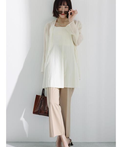 Te chichi(テチチ)の「【松井愛莉着用】ドライダブルクロスフレアストレートパンツ(その他パンツ・レディース・カーキ/ベージュ/ブラック・F)」の1枚目の写真