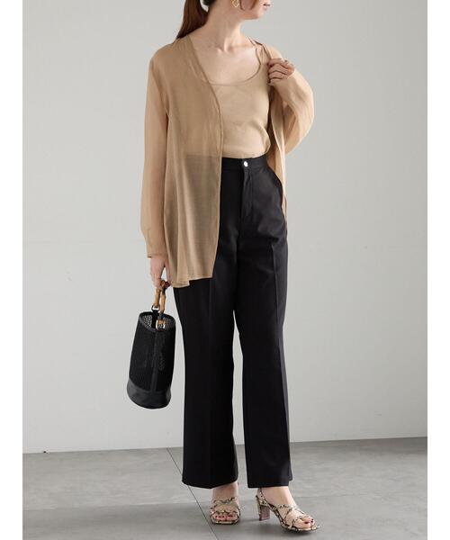 Te chichi(テチチ)の「【松井愛莉着用】ドライダブルクロスフレアストレートパンツ(その他パンツ・レディース・カーキ/ベージュ/ブラック・F)」の15枚目の写真