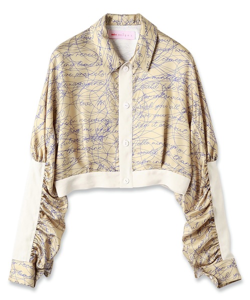 mintdesigns（ミントデザインズ）の「INK LETTER BLOUSON（シャツ/ブラウス・レディース・ベージュ/ブラック・ONESIZE）」の2枚目の写真