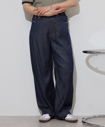 .works合繊デニムバレルレッグ
