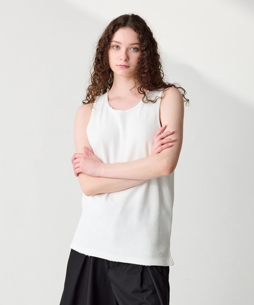 WETTEMPT(ウィテンプト)の「DAMAGED WAFFLE TANK / ダメージワッフルタンク(タンクトップ・メンズ・オフホワイト/ブラック・MEDIUM/LARGE)」の4枚目の写真