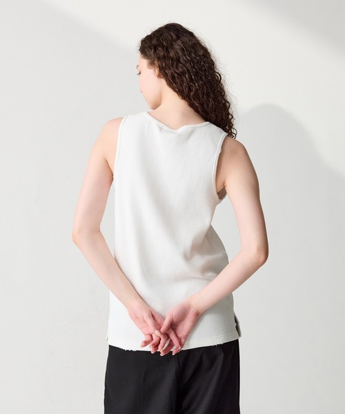 WETTEMPT(ウィテンプト)の「DAMAGED WAFFLE TANK / ダメージワッフルタンク(タンクトップ・メンズ・オフホワイト/ブラック・MEDIUM/LARGE)」の6枚目の写真