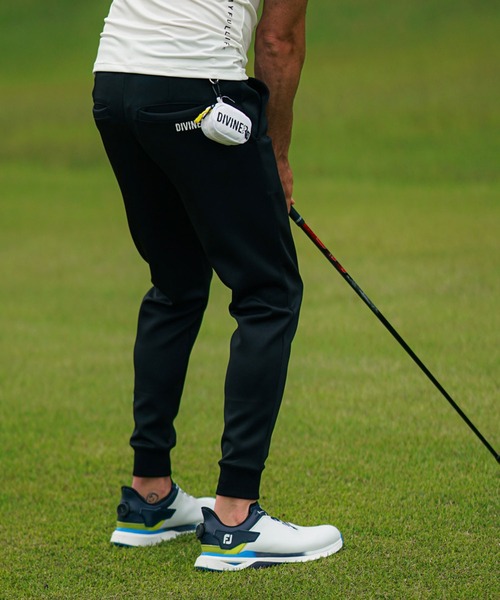   GOLF ストレッチジョガーパンツ ロゴ ゴルフ DIVINER GOLF】裾ロゴジョガーパンツ ゴルフウェア メンズ ストレッチ