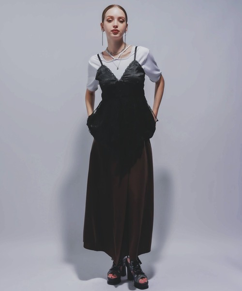 HARE（ハレ）の「レースレイヤーキャミビスチェ(HARE)（キャミソール・レディース・ブラック/グレー・FREE）」の4枚目の写真