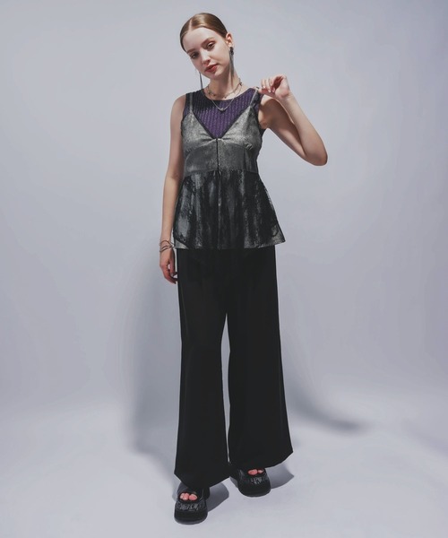 HARE（ハレ）の「レースレイヤーキャミビスチェ(HARE)（キャミソール・レディース・ブラック/グレー・FREE）」の5枚目の写真