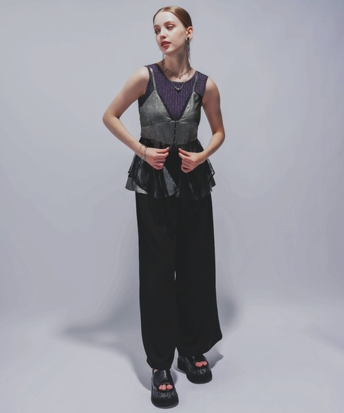 HARE（ハレ）の「レースレイヤーキャミビスチェ(HARE)（キャミソール・レディース・ブラック/グレー・FREE）」の6枚目の写真