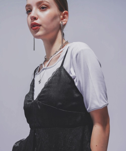 HARE（ハレ）の「レースレイヤーキャミビスチェ(HARE)（キャミソール・レディース・ブラック/グレー・FREE）」の13枚目の写真