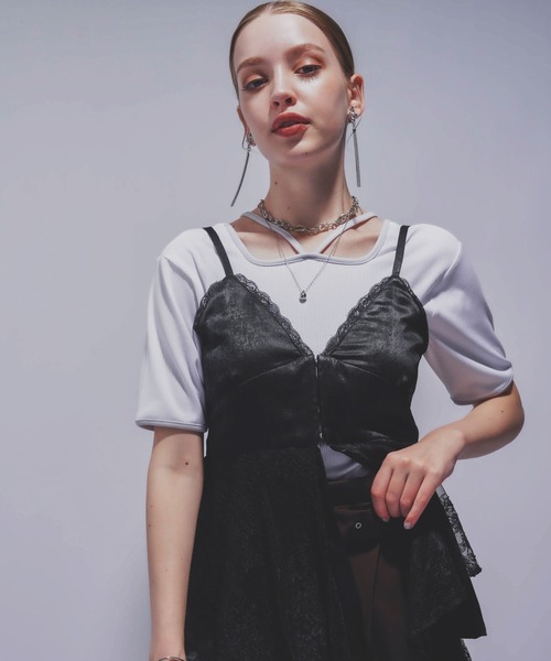 HARE レースレイヤーキャミビスチェ　シルバー　キャミソール　タンクトップ レースレイヤーキャミビスチェ(HARE)（キャミソール）｜HARE