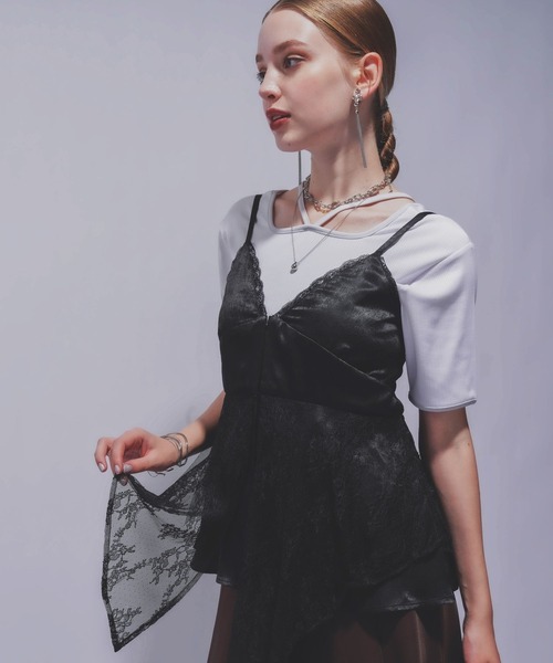 HARE（ハレ）の「レースレイヤーキャミビスチェ(HARE)（キャミソール・レディース・ブラック/グレー・FREE）」の16枚目の写真