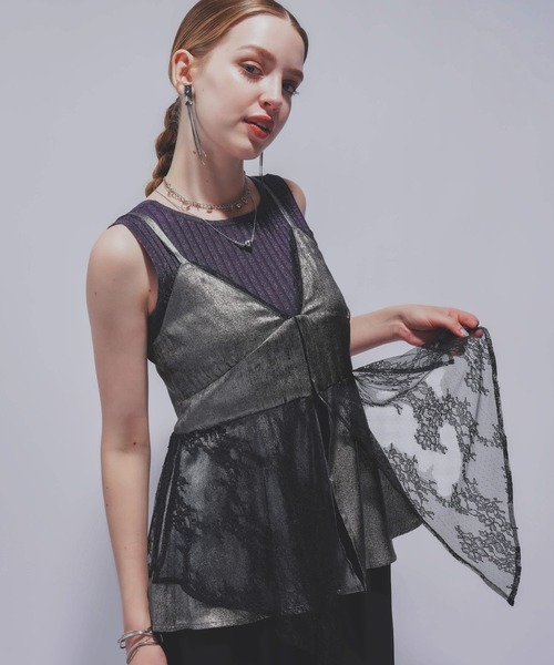 HARE（ハレ）の「レースレイヤーキャミビスチェ(HARE)（キャミソール・レディース・ブラック/グレー・FREE）」の20枚目の写真