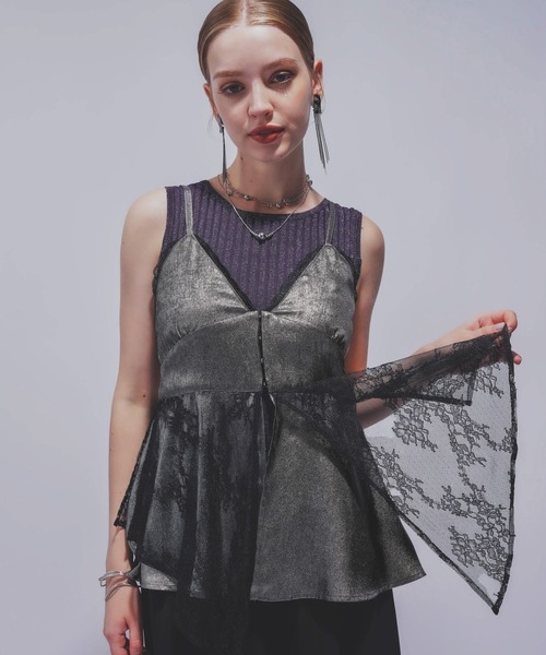 HARE レースレイヤーキャミビスチェ　シルバー　キャミソール　タンクトップ レースレイヤーキャミビスチェ(HARE)（キャミソール）｜HARE