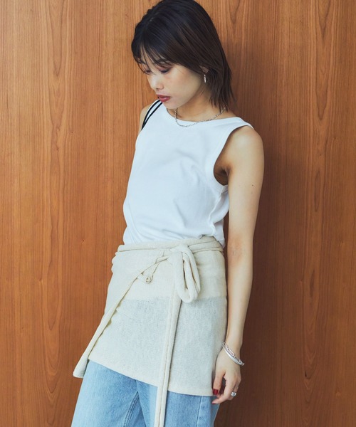 LIENCOEUR（リアンクール）の「レイヤードニットビスチェ/ラップスカート（チューブトップ・レディース・ミント/ベージュ/ブラック/ブラウン/グレー・FREE）」の5枚目の写真