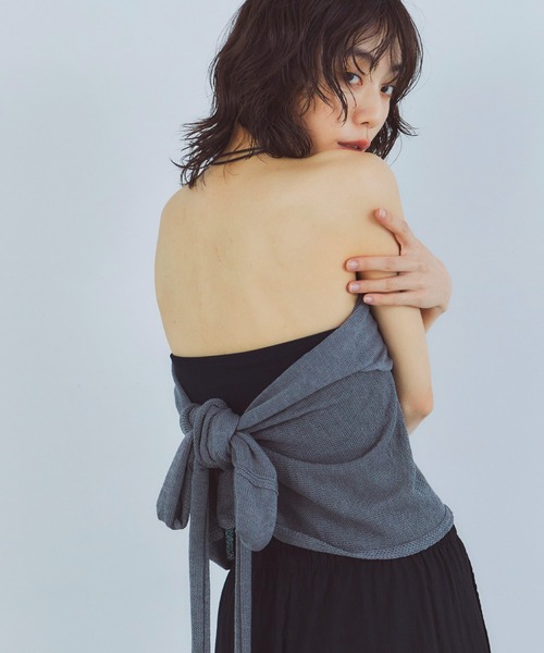 LIENCOEUR（リアンクール）の「レイヤードニットビスチェ/ラップスカート（チューブトップ・レディース・ミント/ベージュ/ブラック/ブラウン/グレー・FREE）」の3枚目の写真