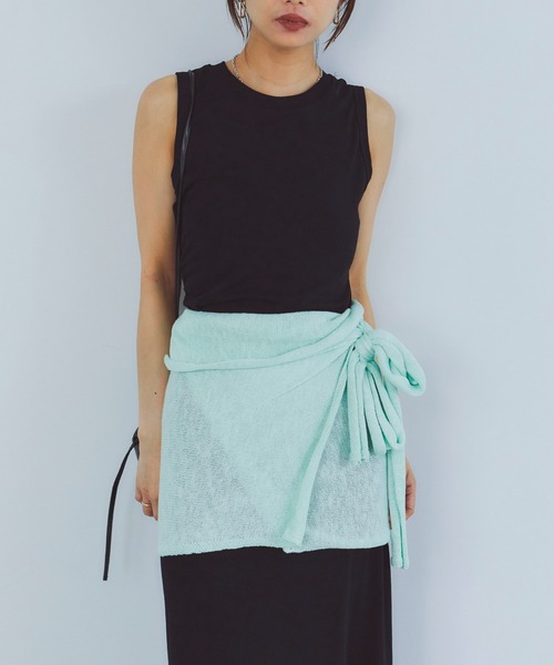 LIENCOEUR（リアンクール）の「レイヤードニットビスチェ/ラップスカート（チューブトップ・レディース・ミント/ベージュ/ブラック/ブラウン/グレー・FREE）」の9枚目の写真