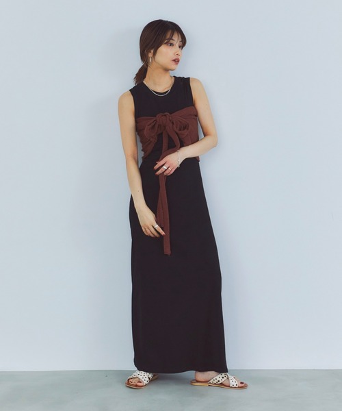 レイヤードニットビスチェ/ラップスカート（チューブトップ