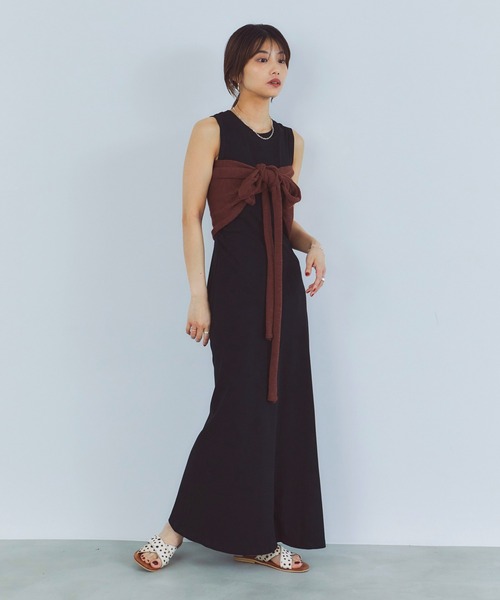 レイヤードニットビスチェ/ラップスカート（チューブトップ