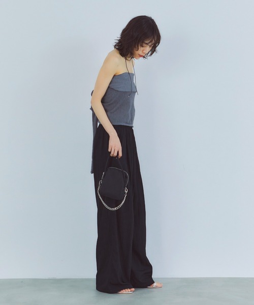 【新品】unfil ハイツイストコットンケーブルニットラップスカート　S レイヤードニットビスチェ/ラップスカート（チューブトップ