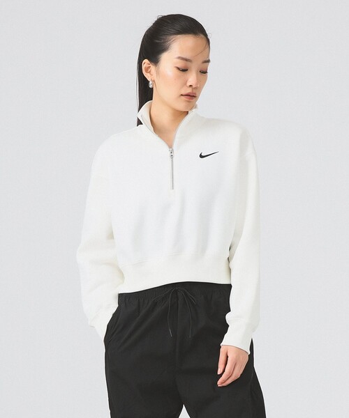 NIKE（ナイキ）の「【WEB限定】NIKE / 1/2ジップ クロップ スウェットシャツ（スウェット・レディース・ホワイト/ブラック・MEDIUM/LARGE）」の5枚目の写真
