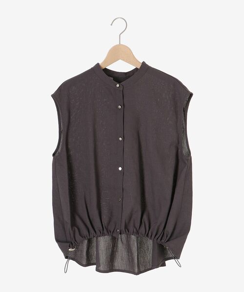 le.coeur blanc(ルクールブラン)の「リネンライク裾ドロストブラウス(シャツ/ブラウス・レディース・チャコールグレー/モカ・38)」の3枚目の写真