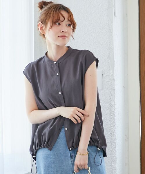 le.coeur blanc(ルクールブラン)の「リネンライク裾ドロストブラウス(シャツ/ブラウス・レディース・チャコールグレー/モカ・38)」の5枚目の写真