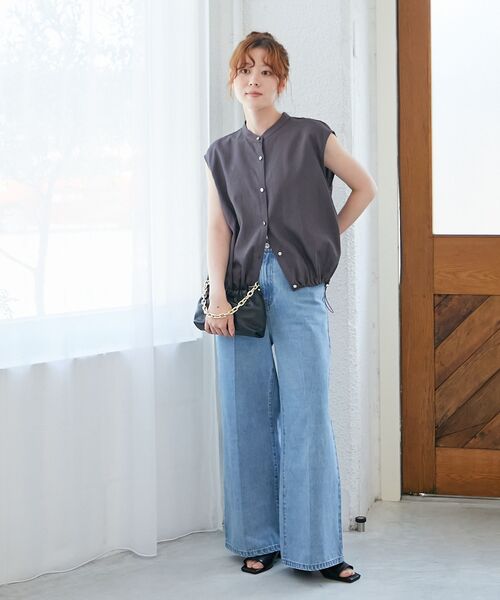 le.coeur blanc(ルクールブラン)の「リネンライク裾ドロストブラウス(シャツ/ブラウス・レディース・チャコールグレー/モカ・38)」の15枚目の写真