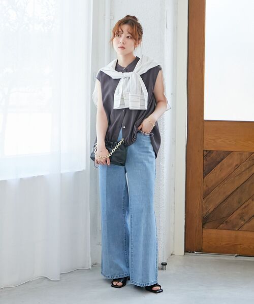 le.coeur blanc(ルクールブラン)の「リネンライク裾ドロストブラウス(シャツ/ブラウス・レディース・チャコールグレー/モカ・38)」の16枚目の写真