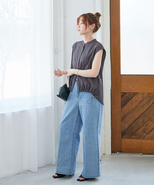 le.coeur blanc(ルクールブラン)の「リネンライク裾ドロストブラウス(シャツ/ブラウス・レディース・チャコールグレー/モカ・38)」の17枚目の写真