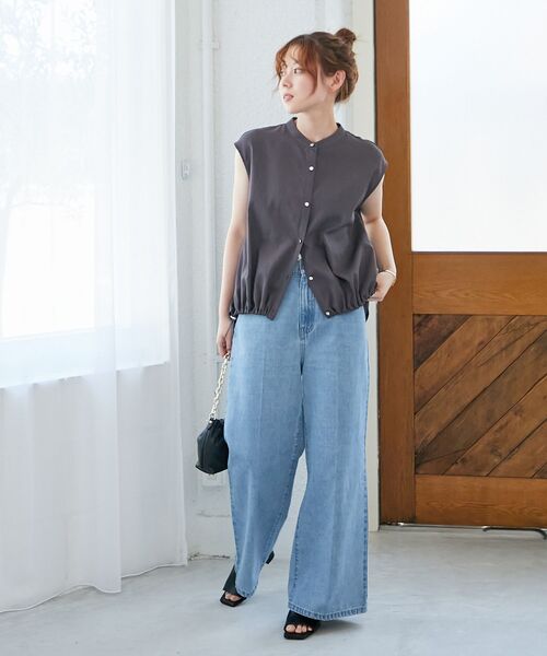 le.coeur blanc(ルクールブラン)の「リネンライク裾ドロストブラウス(シャツ/ブラウス・レディース・チャコールグレー/モカ・38)」の18枚目の写真