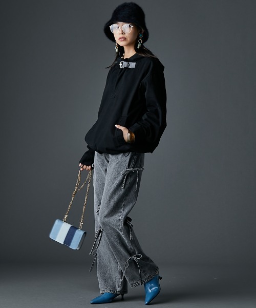 GEVS.（ジェイヴィス）の「綿100％ベルト付アノラックパーカー＜大きいサイズ有＞GEVS.（パーカー・レディース・ベージュ/ブラック・L/M/5L/4L/3L/LL）」の16枚目の写真