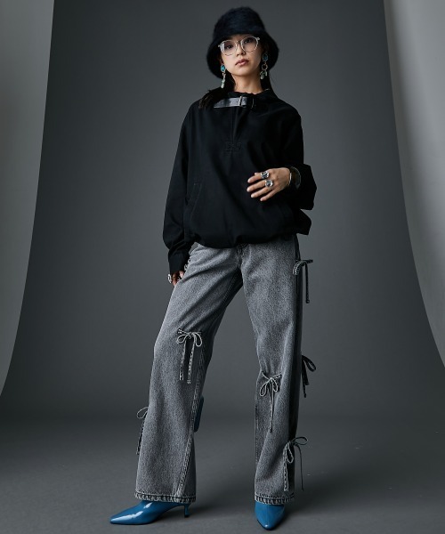 GEVS.（ジェイヴィス）の「綿100％ベルト付アノラックパーカー＜大きいサイズ有＞GEVS.（パーカー・レディース・ベージュ/ブラック・L/M/5L/4L/3L/LL）」の18枚目の写真