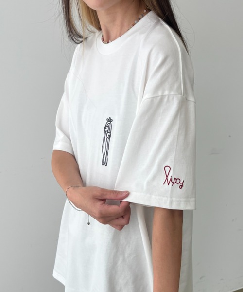 ニンジンくん ワンポイント刺繍入り オーバーサイズ 半袖Tシャツ